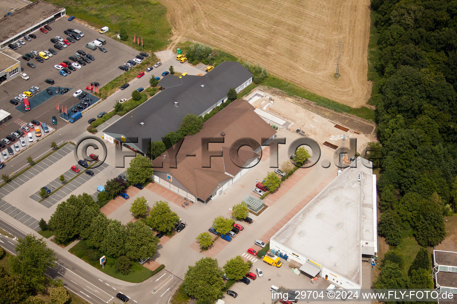 Netto, Aldi, Edeka on Lauterburgerstr in Kandel in the state Rhineland-Palatinate, Germany