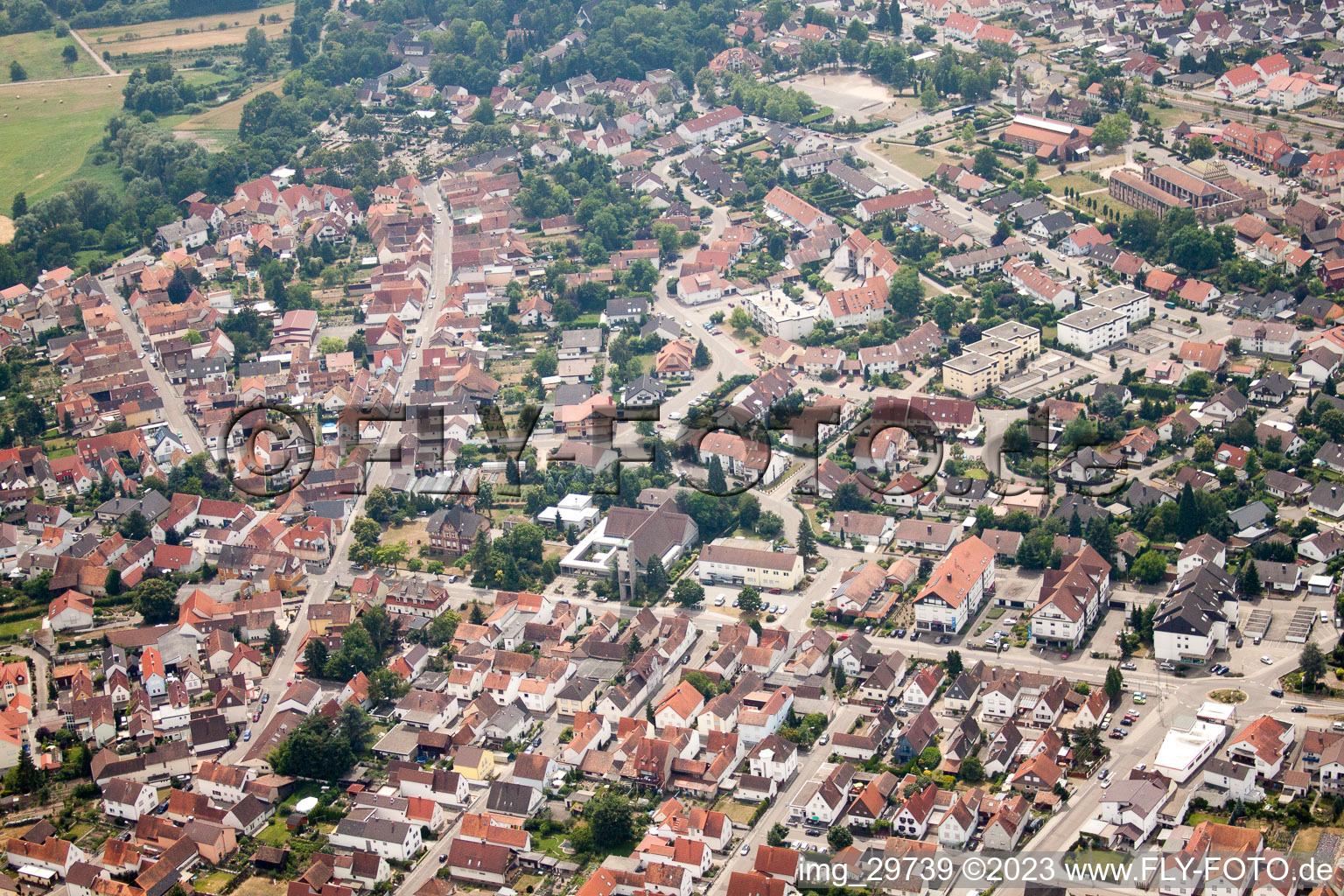 Aerial photograpy of Jockgrim in the state Rhineland-Palatinate, Germany