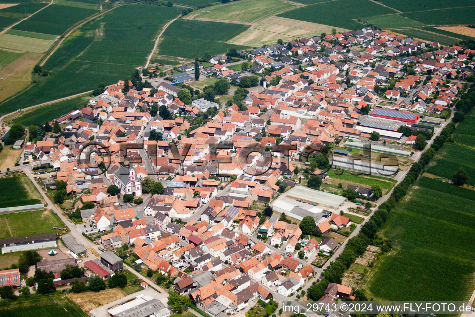 Aerial photograpy of Neupotz in the state Rhineland-Palatinate, Germany