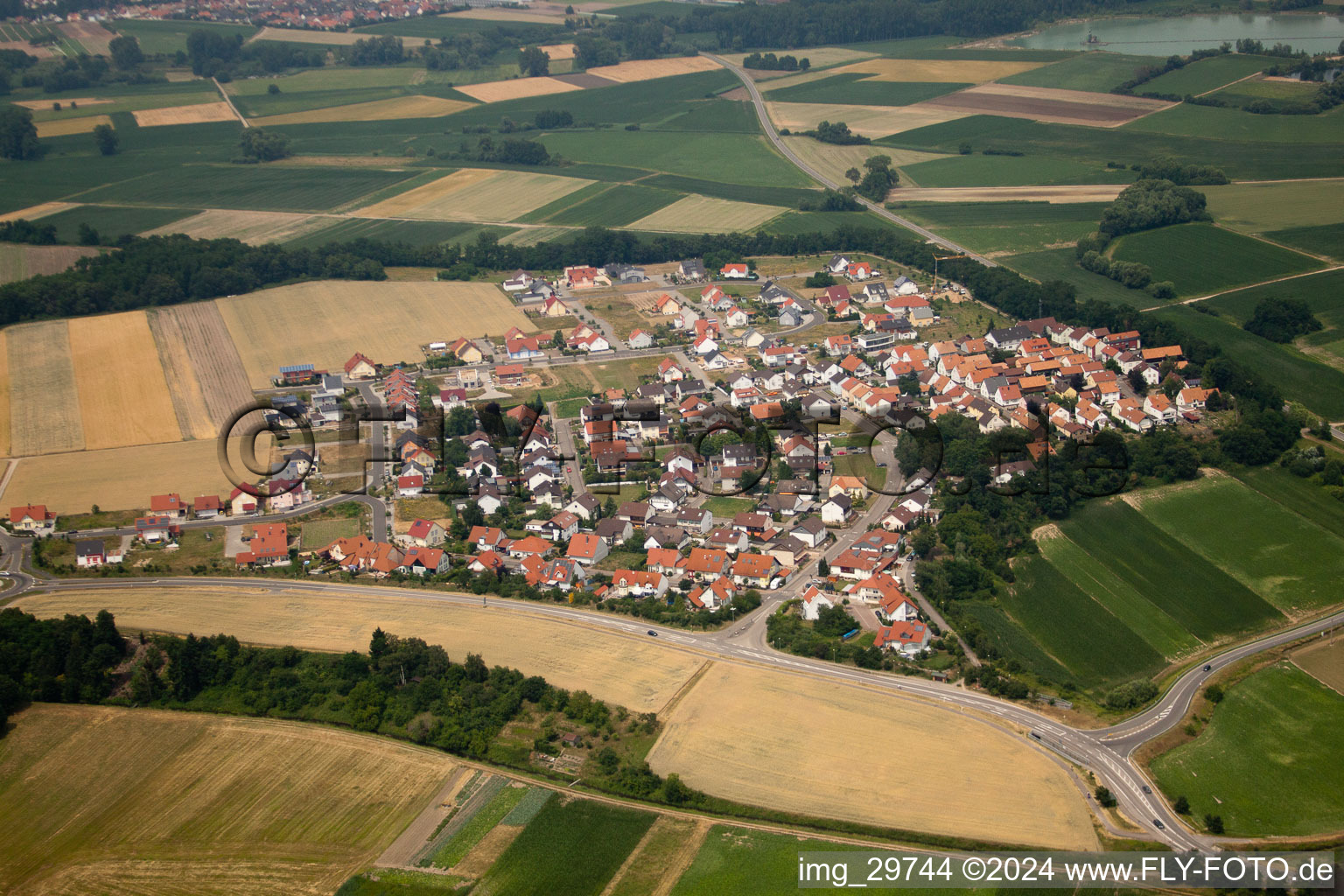 Oblique view of Neupotz in the state Rhineland-Palatinate, Germany