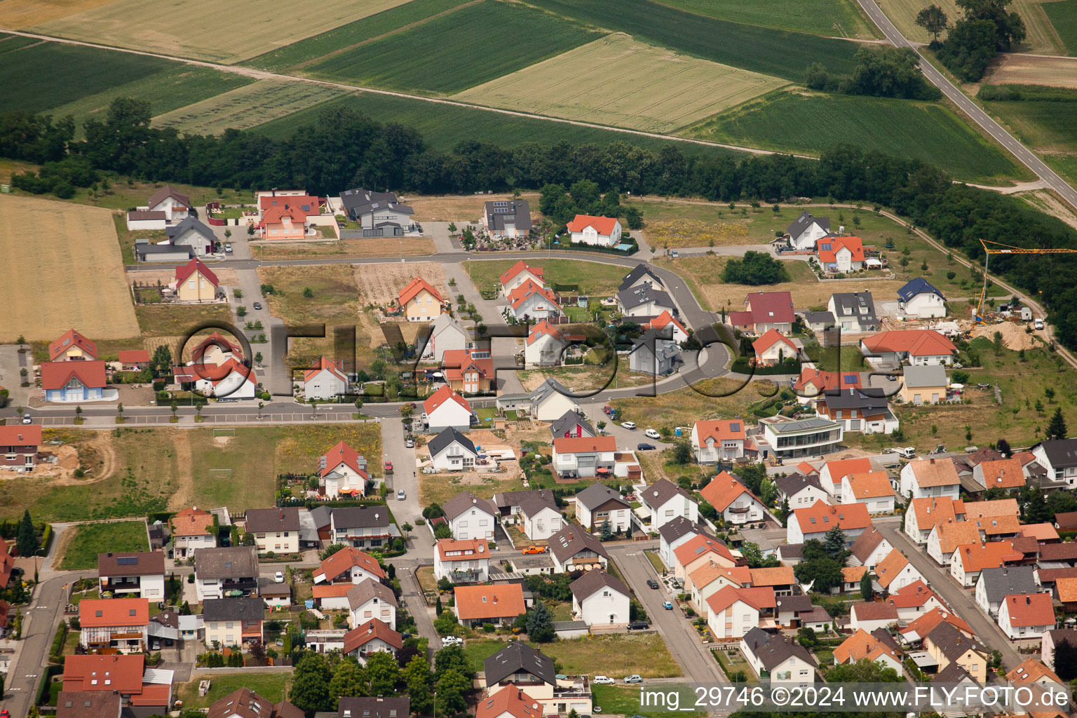 New development area Blumenring in Neupotz in the state Rhineland-Palatinate, Germany