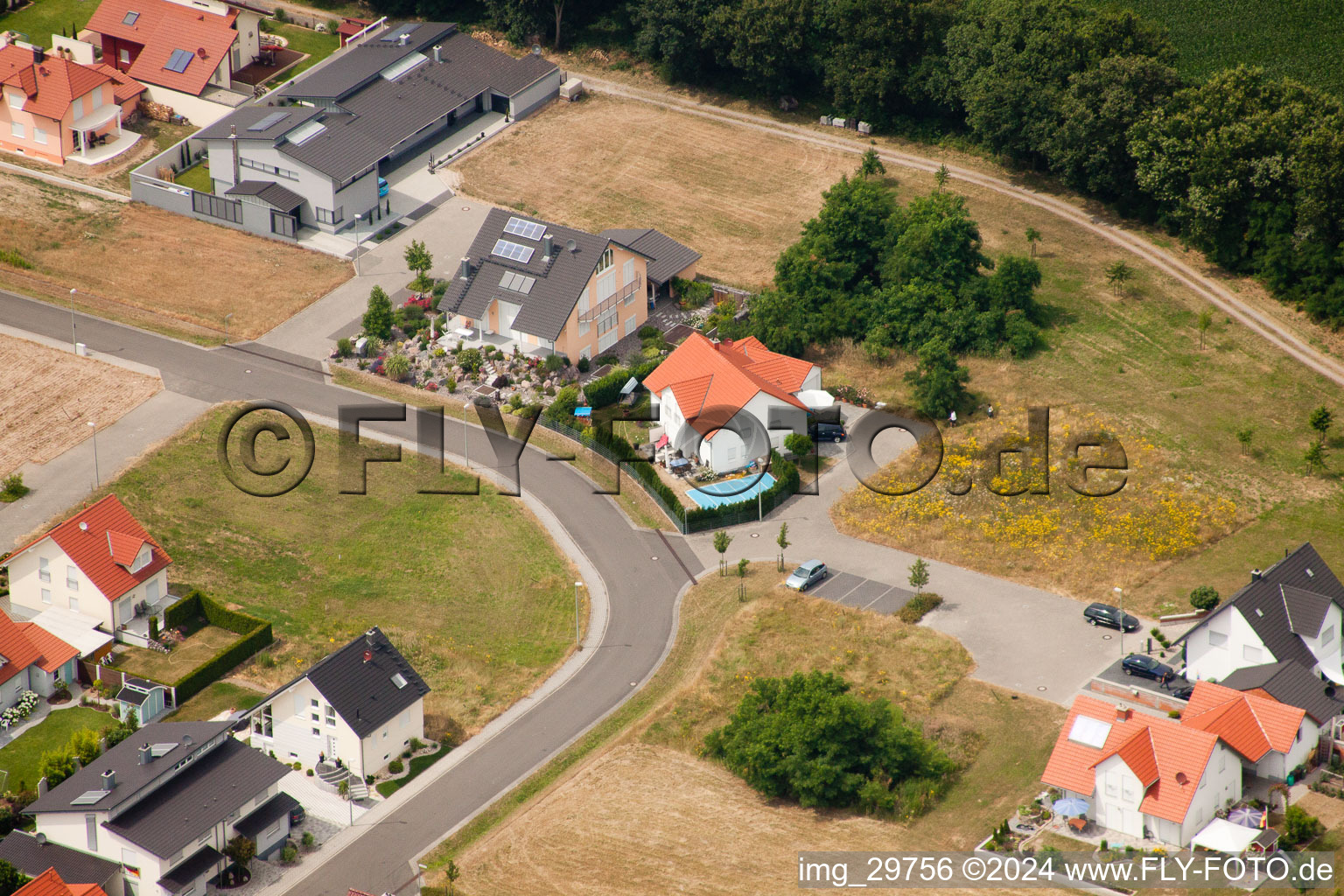 In Altfeld in Neupotz in the state Rhineland-Palatinate, Germany from above