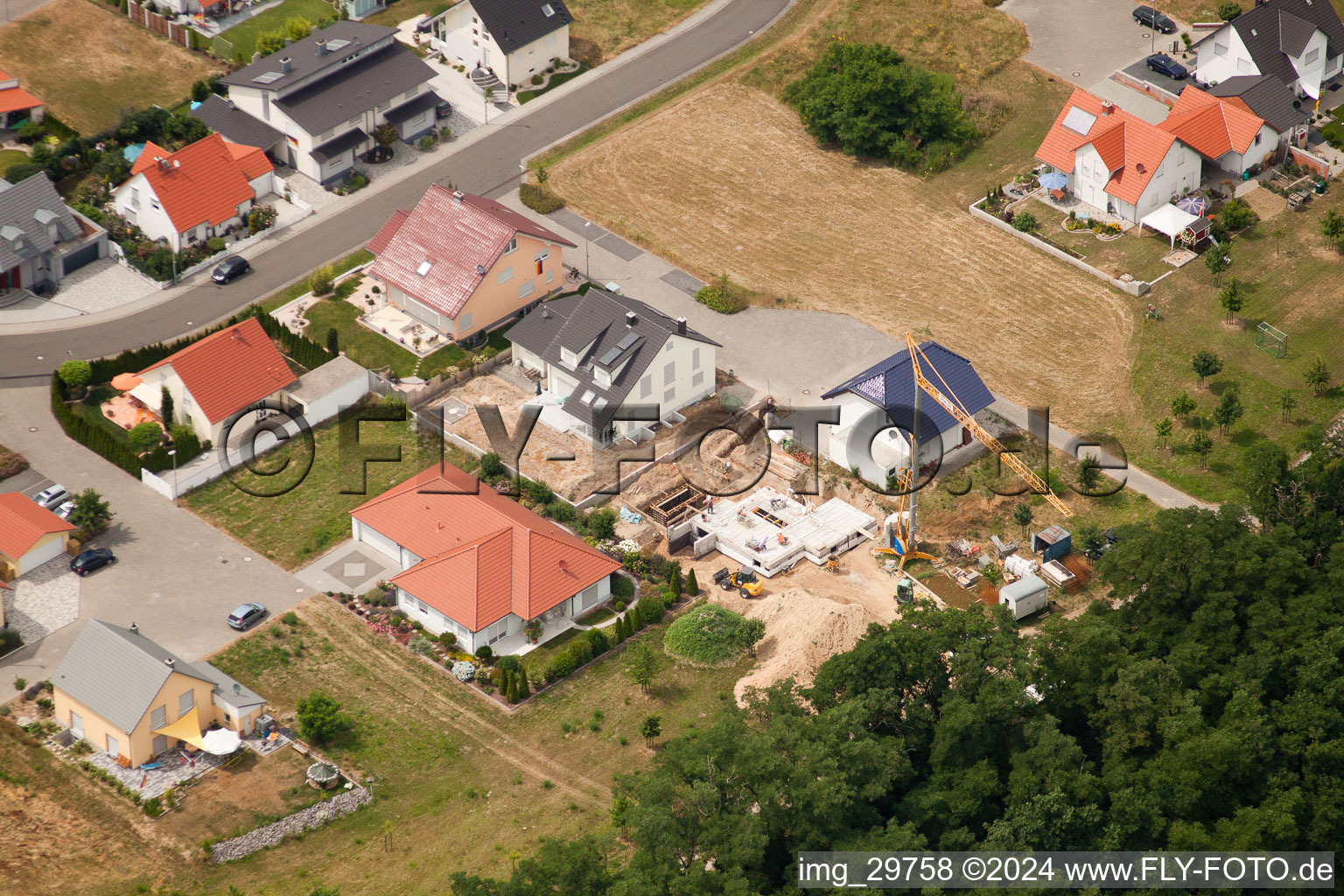 New development area Blumenring in Neupotz in the state Rhineland-Palatinate, Germany out of the air