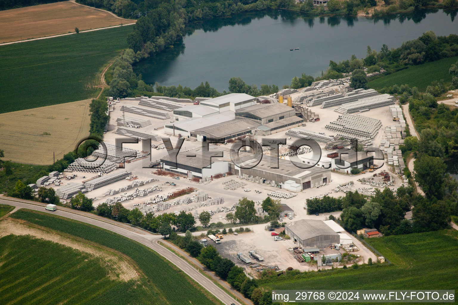 Concrete pipe plant in Neupotz in the state Rhineland-Palatinate, Germany