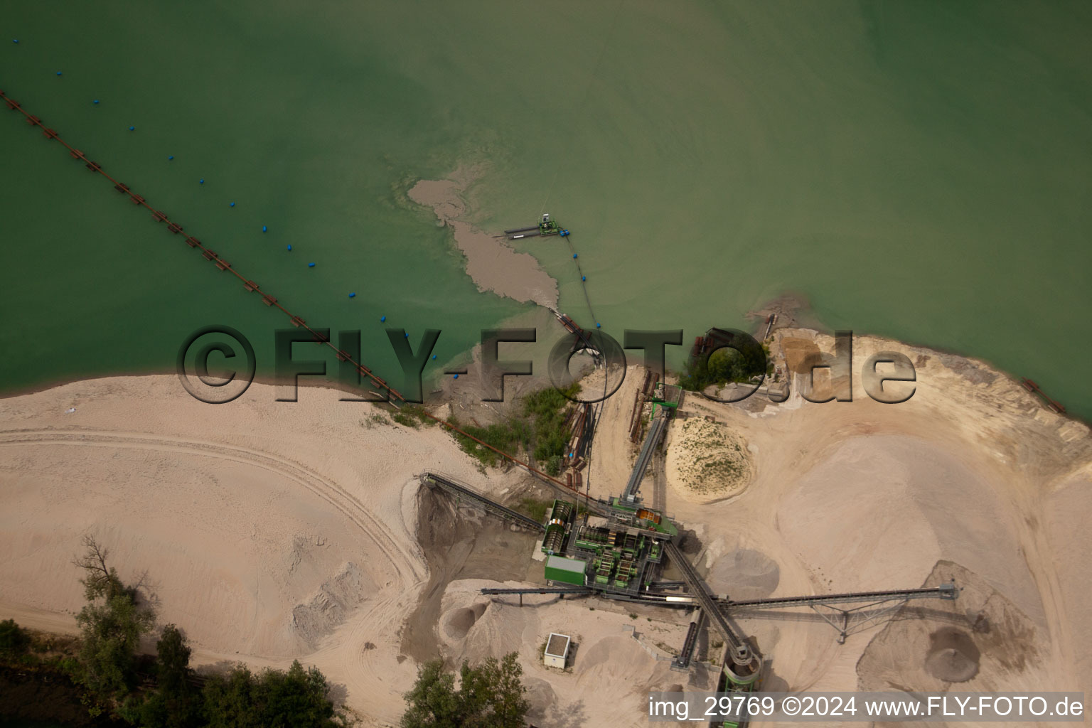 Aerial photograpy of Quarry lake in Leimersheim in the state Rhineland-Palatinate, Germany