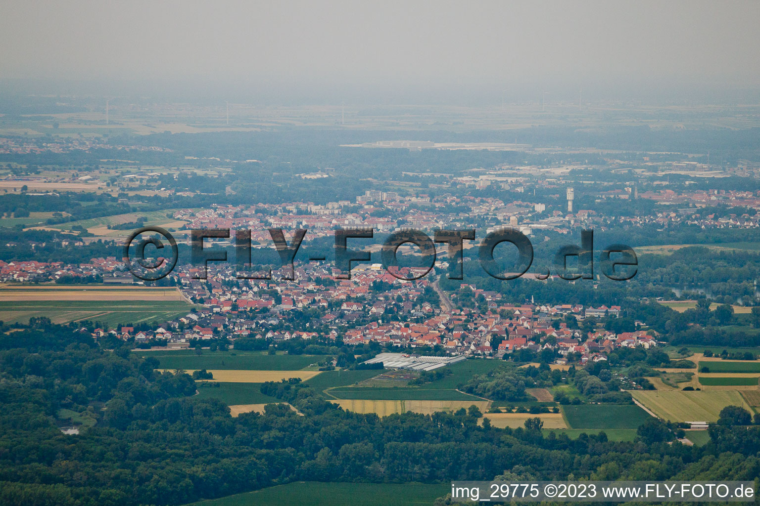 Aerial view of District Sondernheim in Germersheim in the state Rhineland-Palatinate, Germany