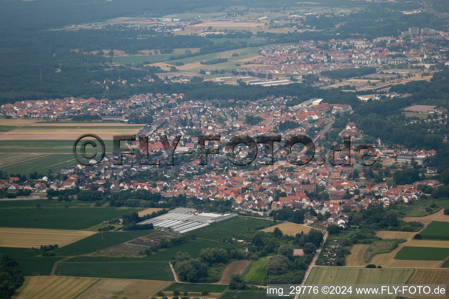 Aerial photograpy of District Sondernheim in Germersheim in the state Rhineland-Palatinate, Germany