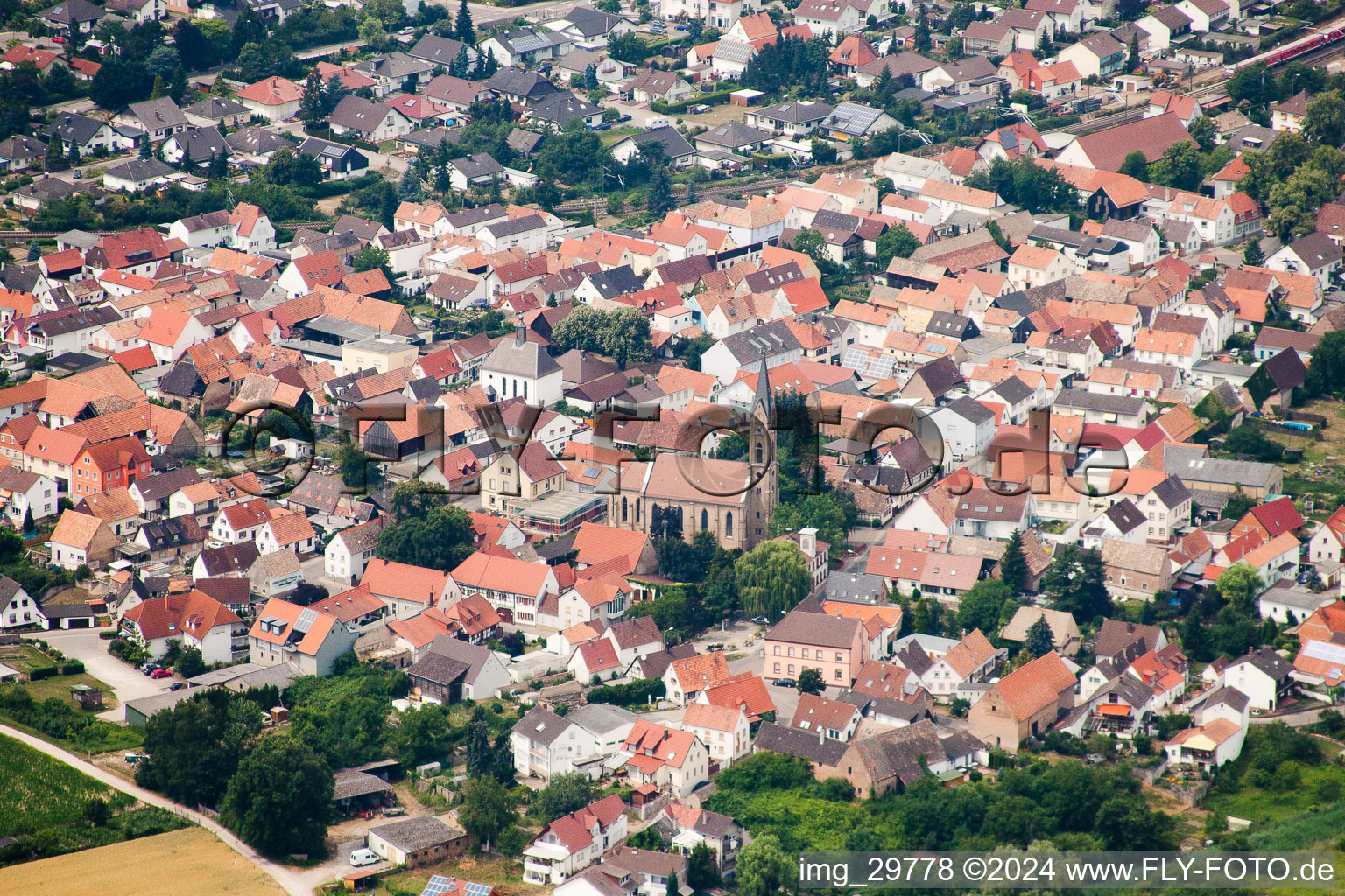 Town View of the streets and houses of the residential areas in the district Sondernheim in Germersheim in the state Rhineland-Palatinate, Germany