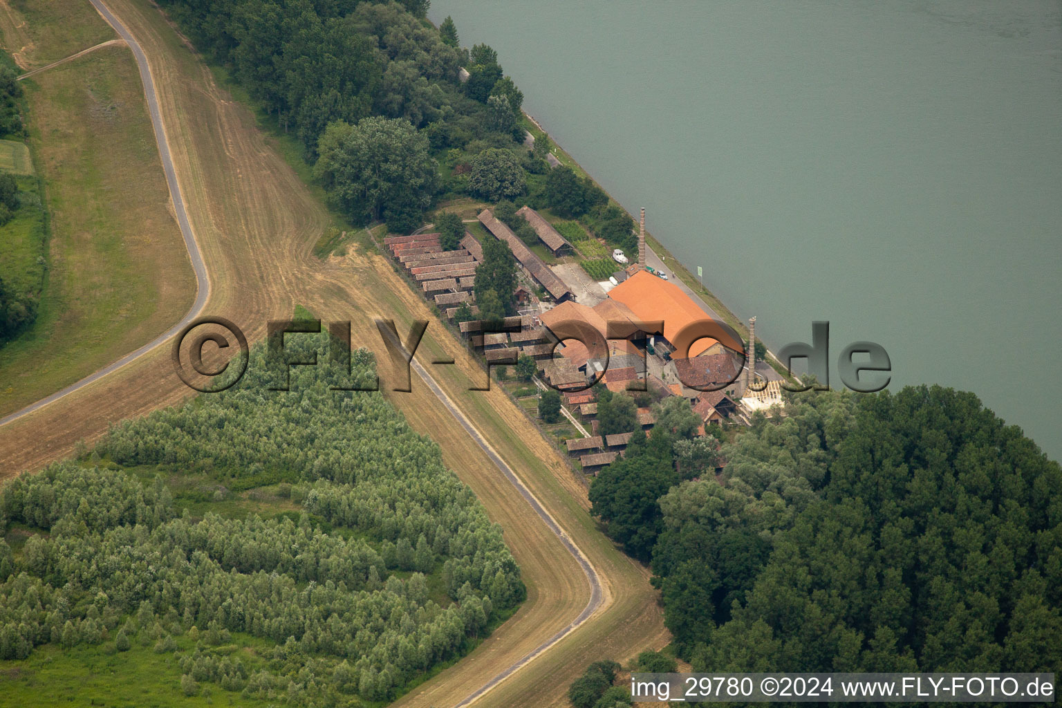 District Sondernheim in Germersheim in the state Rhineland-Palatinate, Germany from above