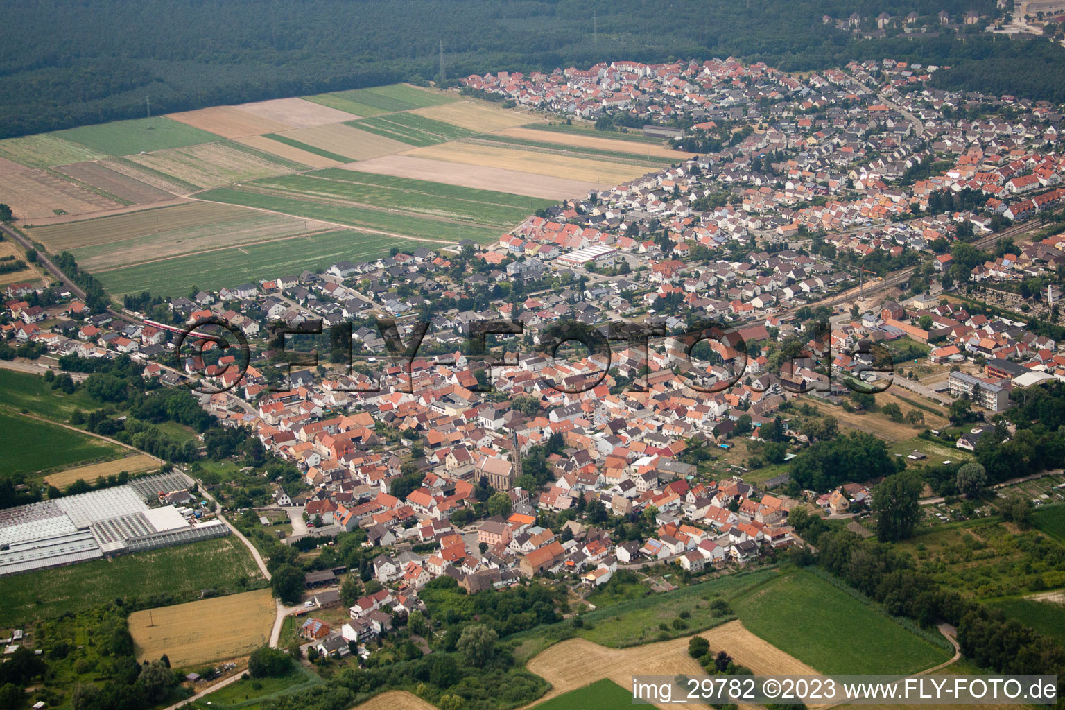 District Sondernheim in Germersheim in the state Rhineland-Palatinate, Germany out of the air