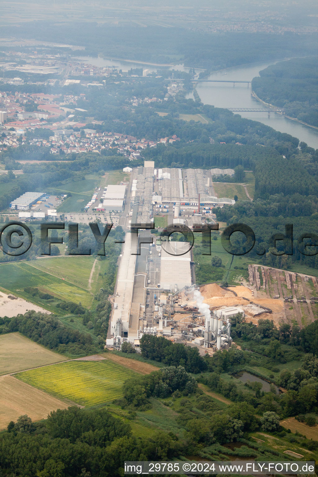 Aerial view of Nolte furniture and woodworks in Germersheim in the state Rhineland-Palatinate, Germany