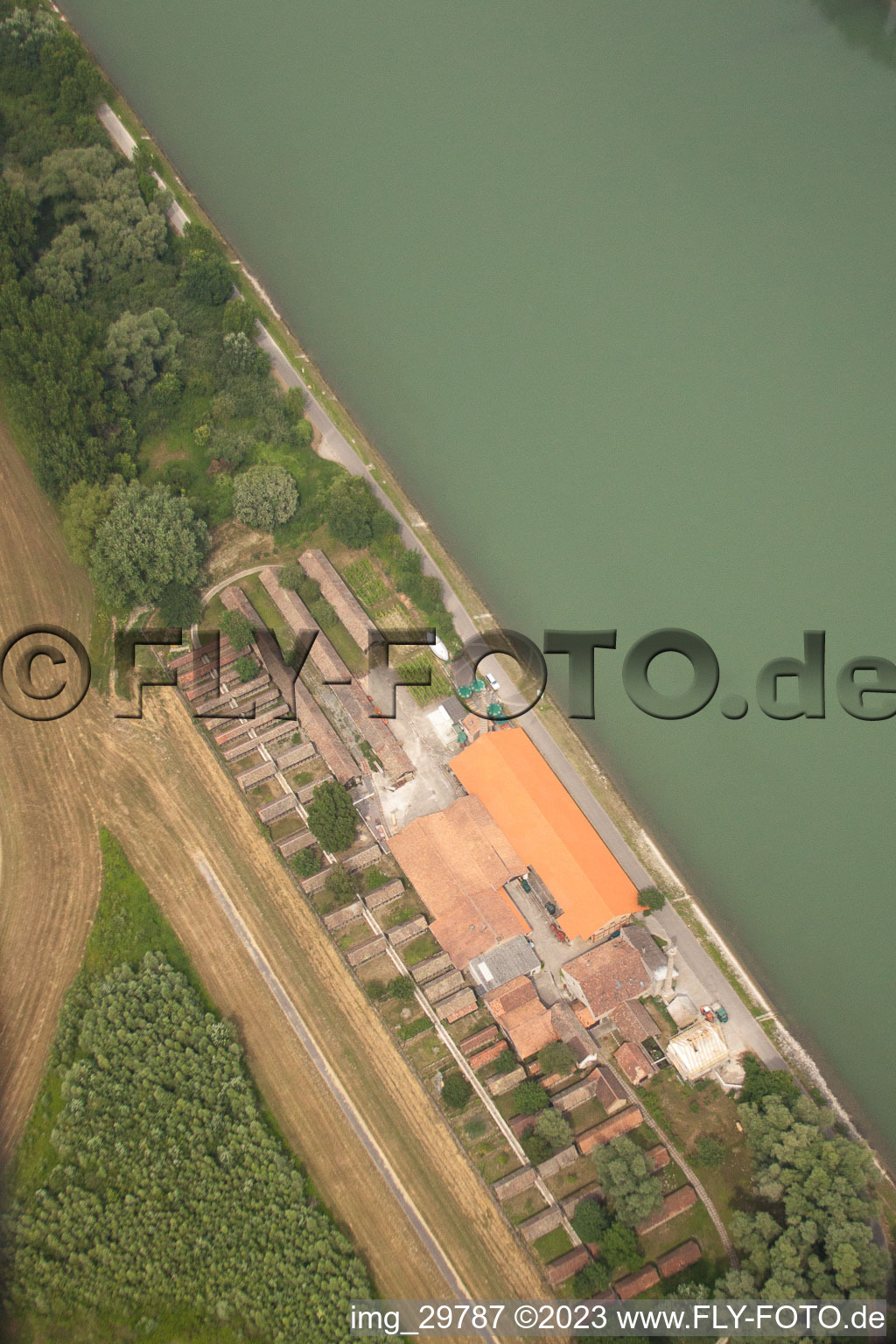 Aerial view of Old brickworks in the district Sondernheim in Germersheim in the state Rhineland-Palatinate, Germany