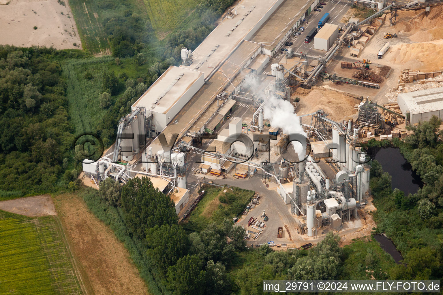 Aerial photograpy of Nolte furniture and woodworks in Germersheim in the state Rhineland-Palatinate, Germany