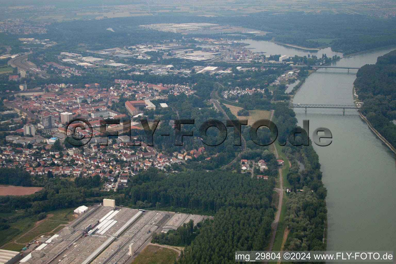 Aerial view of From the south in Germersheim in the state Rhineland-Palatinate, Germany