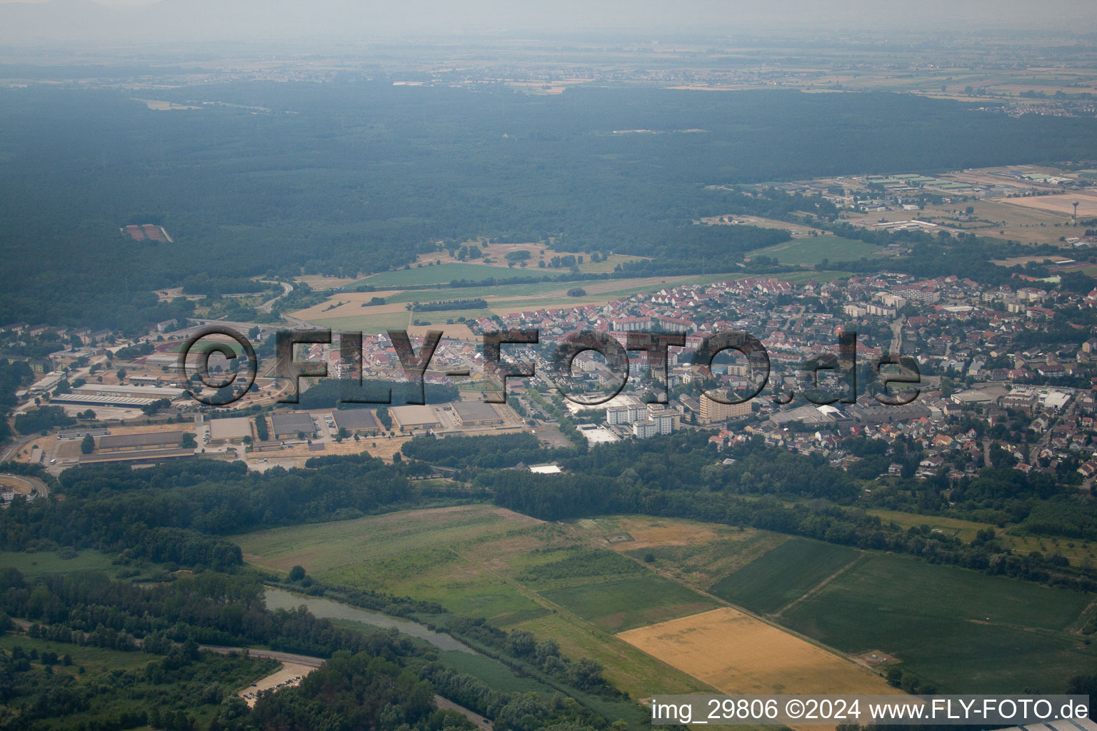 Oblique view of From the south in Germersheim in the state Rhineland-Palatinate, Germany