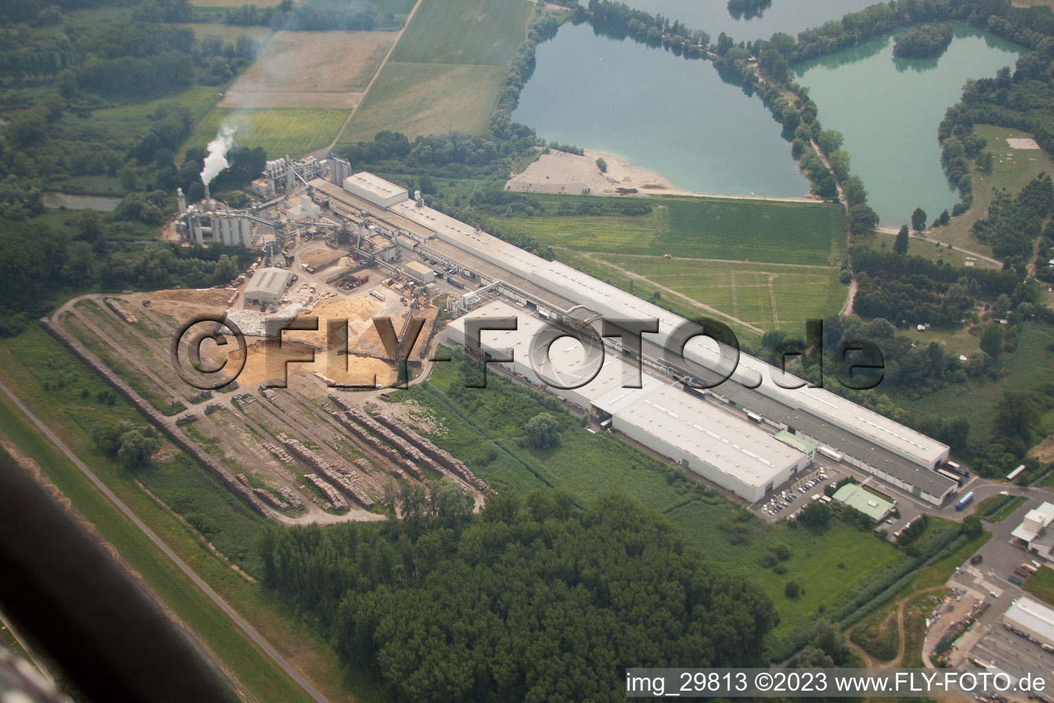 Drone image of Nolte furniture and woodworks in Germersheim in the state Rhineland-Palatinate, Germany