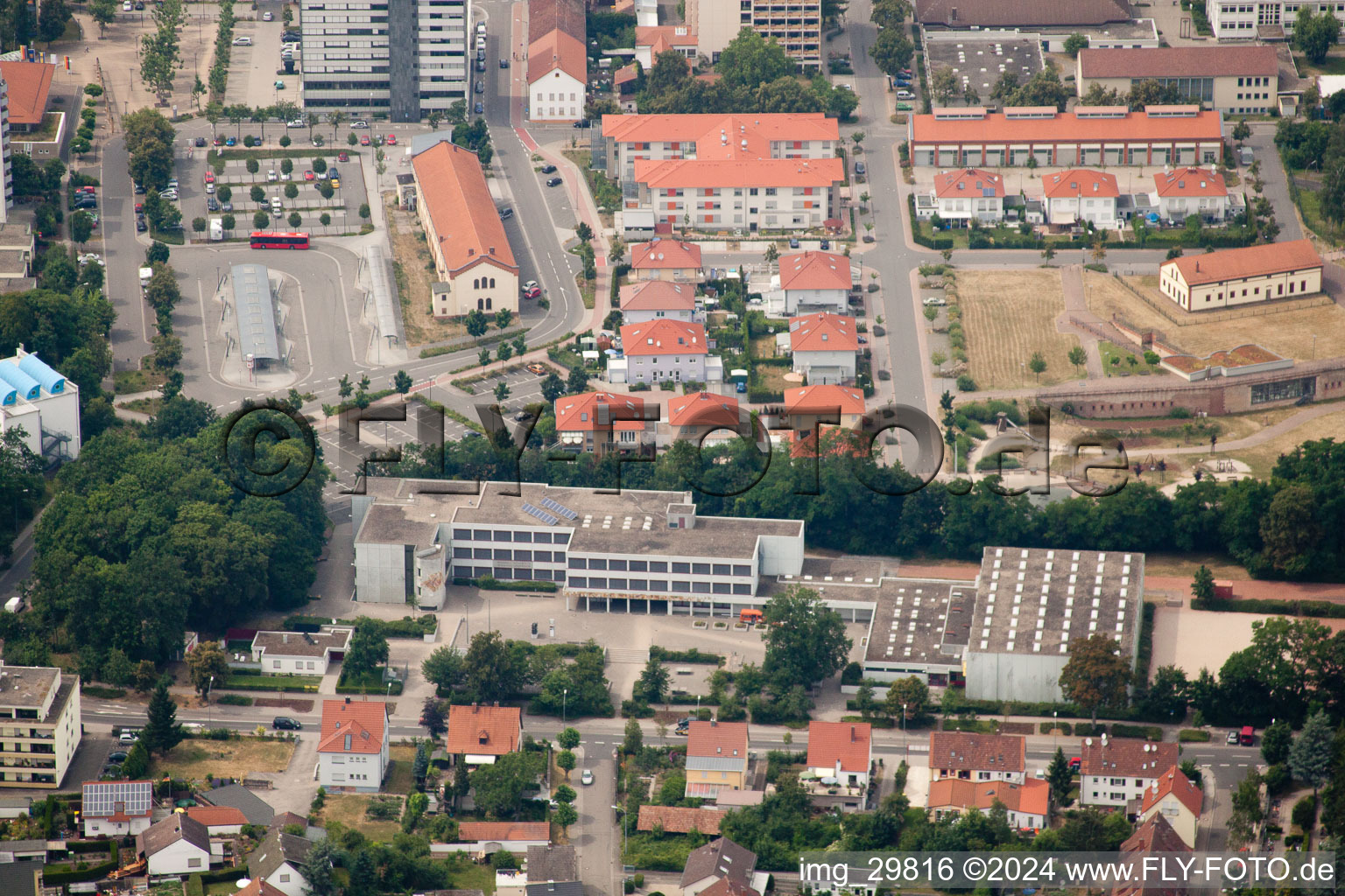 Germersheim in the state Rhineland-Palatinate, Germany viewn from the air