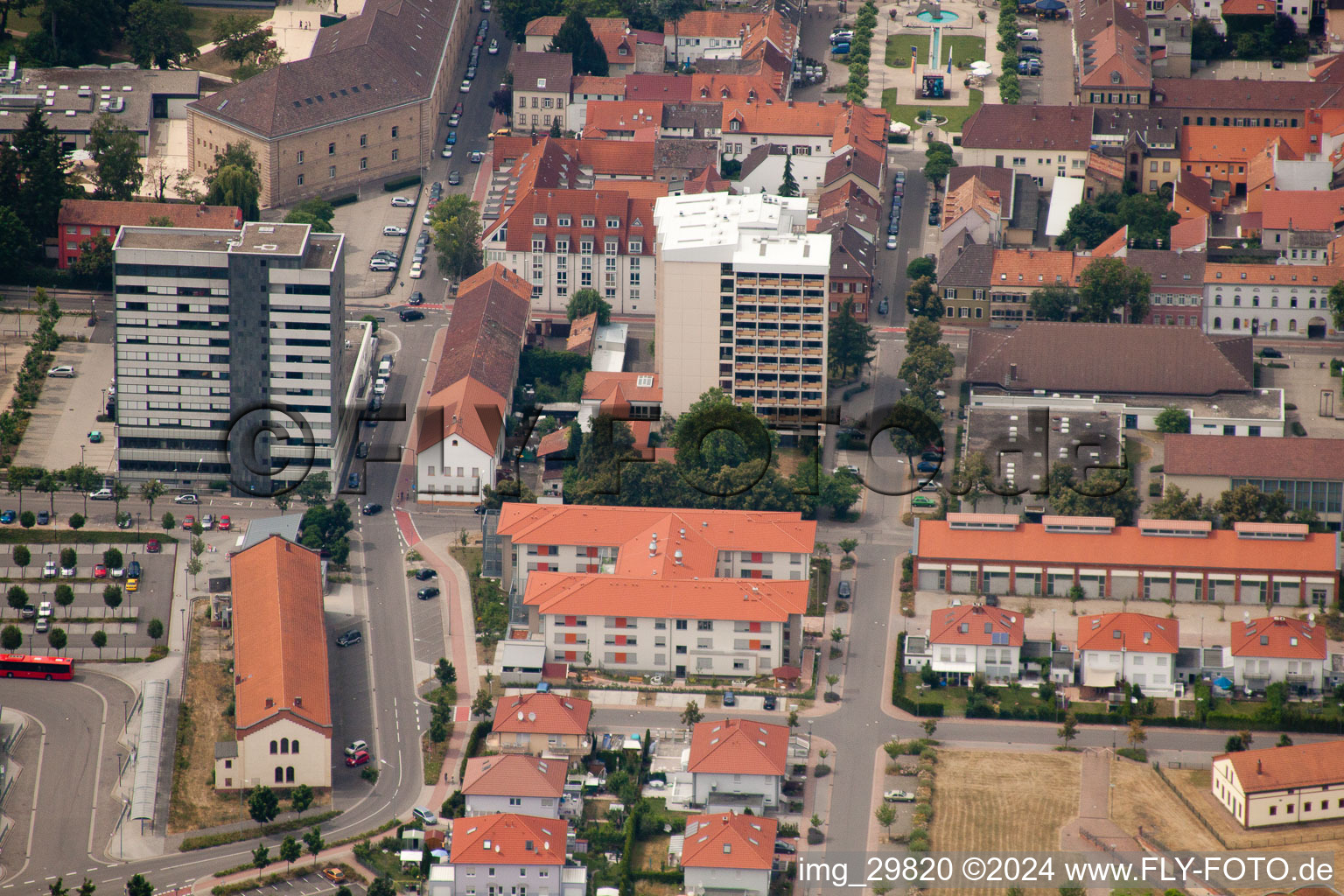 Bird's eye view of Germersheim in the state Rhineland-Palatinate, Germany