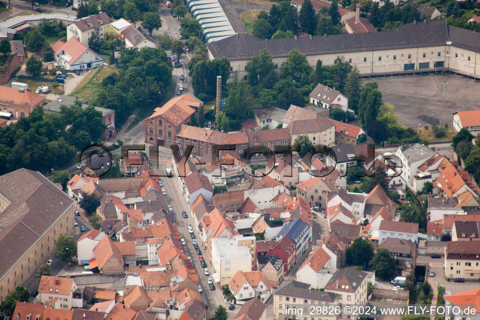 Germersheim in the state Rhineland-Palatinate, Germany seen from a drone