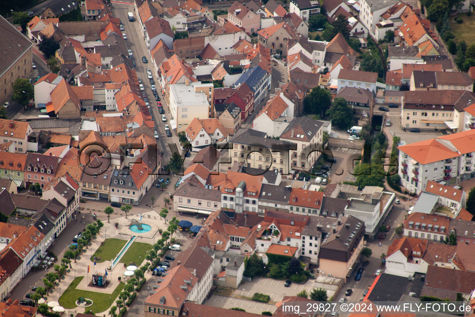 Aerial view of Germersheim in the state Rhineland-Palatinate, Germany