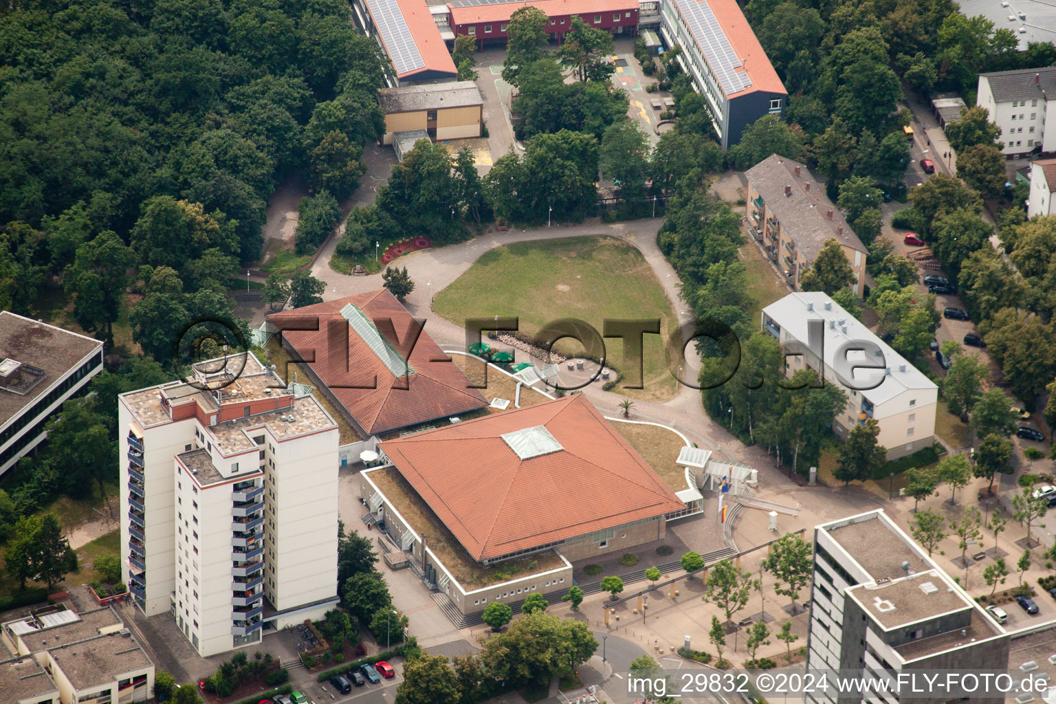 Aerial view of Germersheim in the state Rhineland-Palatinate, Germany