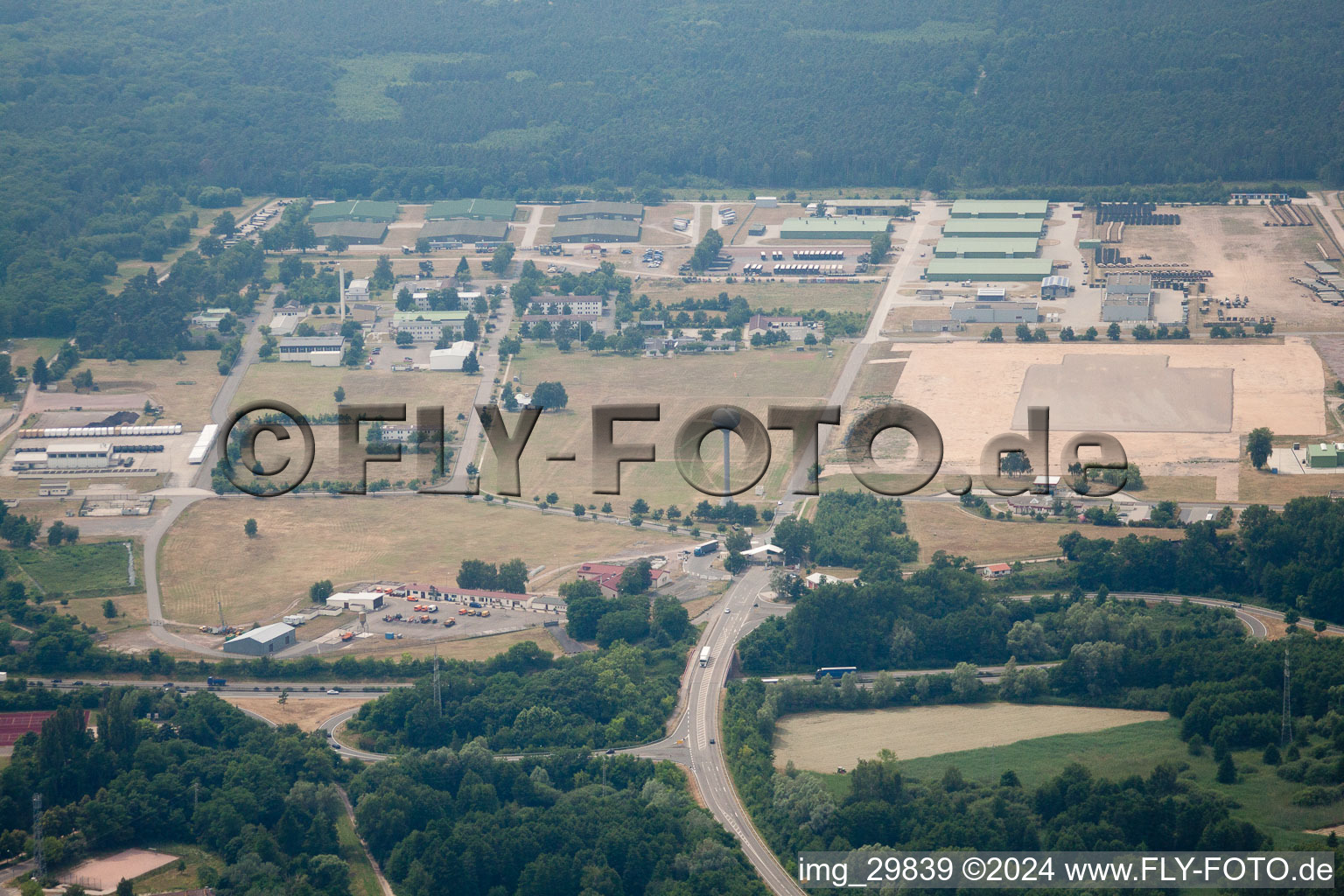 Aerial view of German Armed Forces in Germersheim in the state Rhineland-Palatinate, Germany