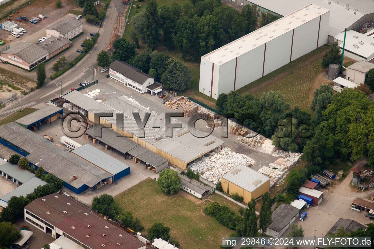 Harbor in Germersheim in the state Rhineland-Palatinate, Germany seen from above