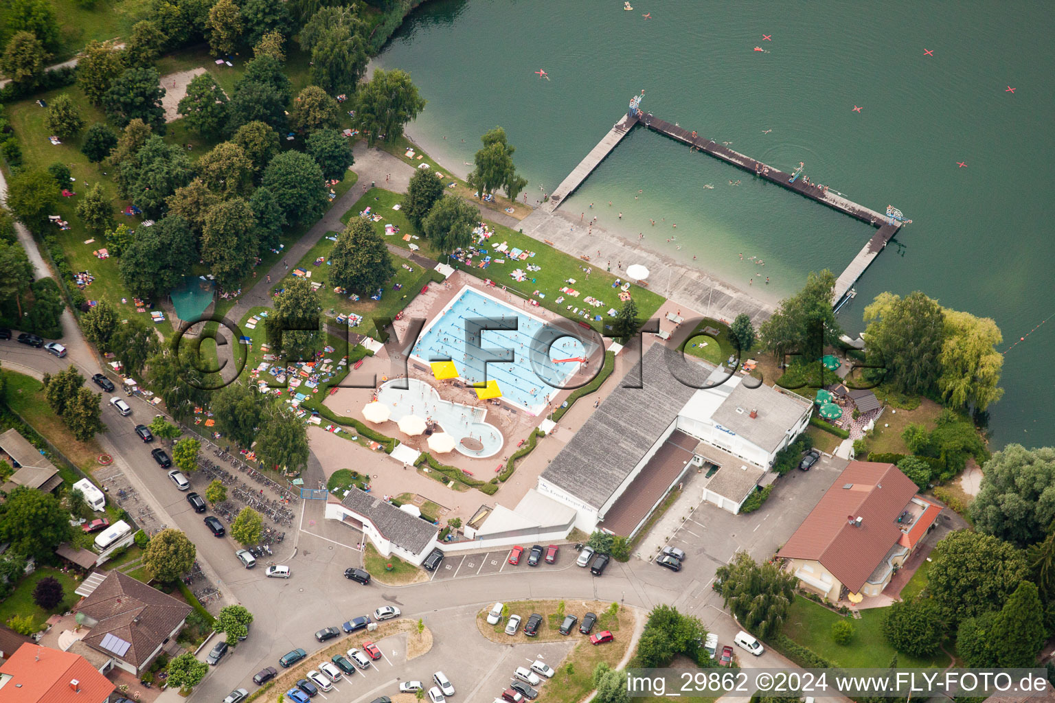 Swimming pool of the Ernst-Freyer-Bad in Philippsburg in the state Baden-Wurttemberg