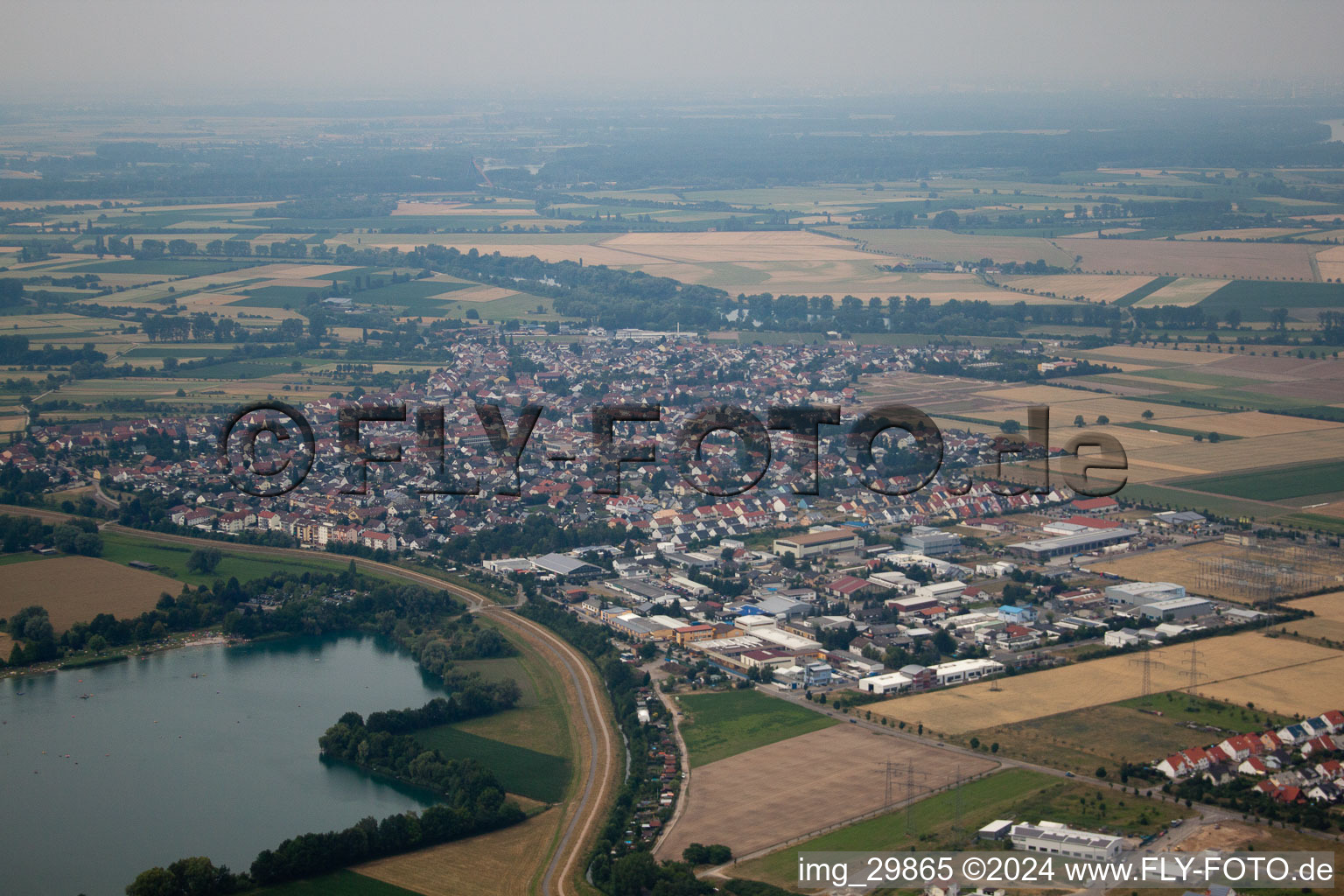 Altlußheim in the state Baden-Wuerttemberg, Germany seen from above