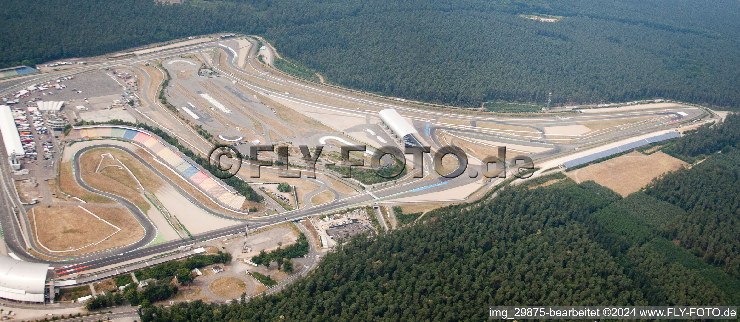 Aerial view of Motodrom in Hockenheim in the state Baden-Wuerttemberg, Germany