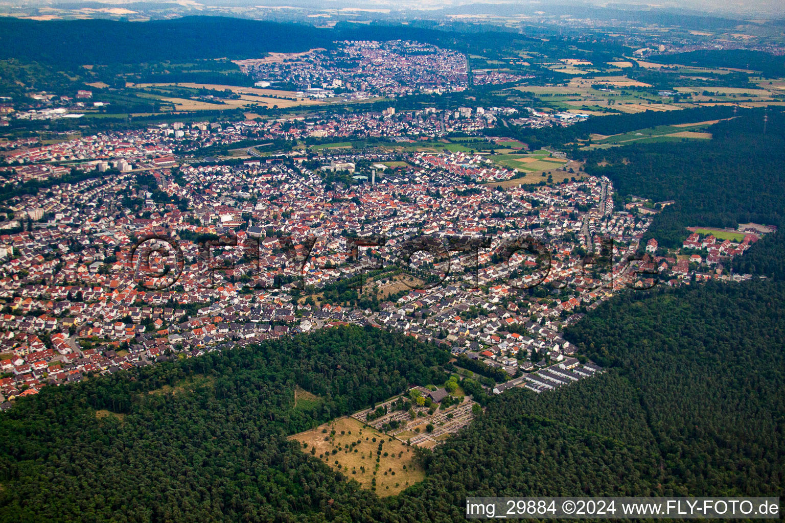 Sandhausen in the state Baden-Wuerttemberg, Germany from above