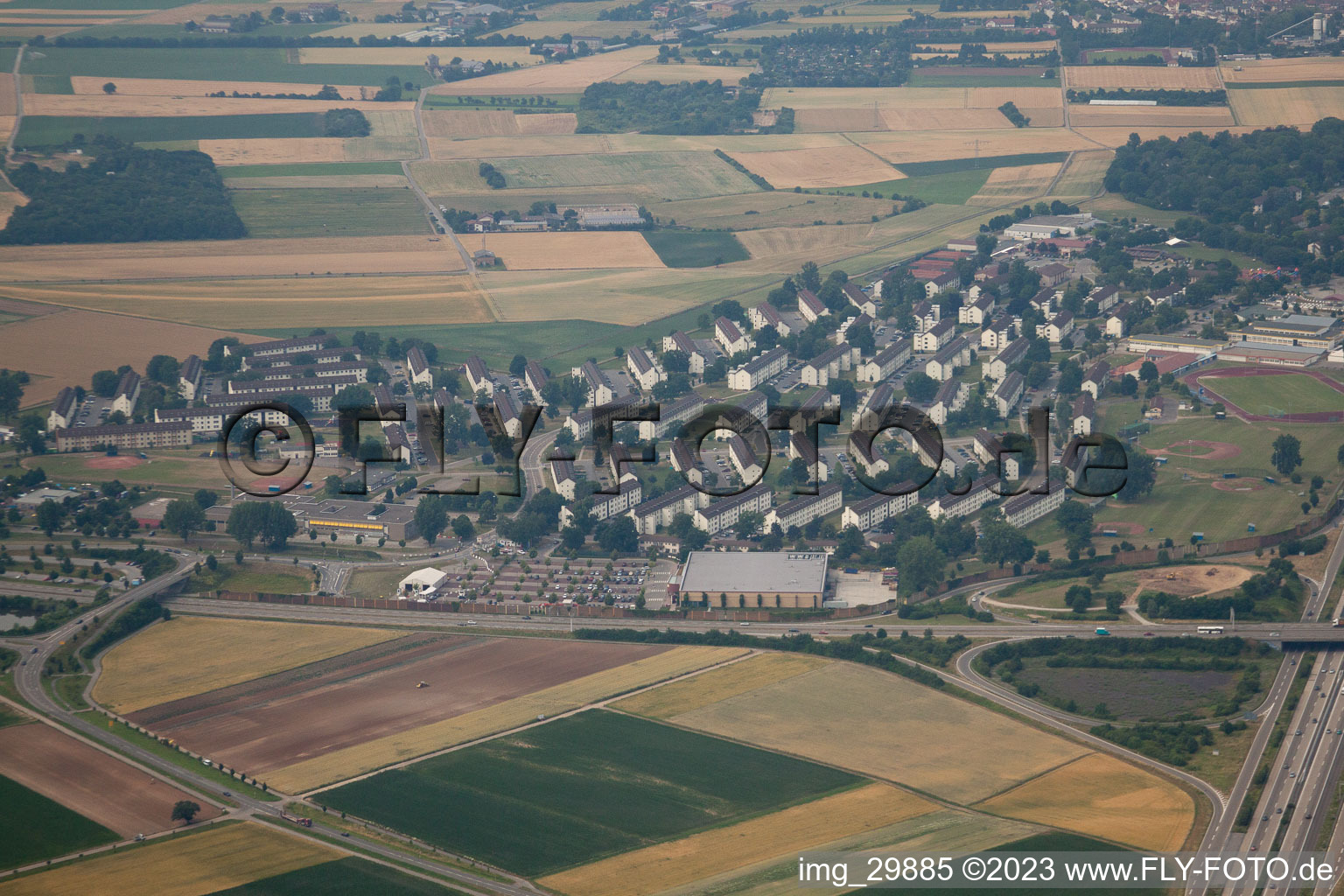 Aerial view of District Patrick Henry Village in Heidelberg in the state Baden-Wuerttemberg, Germany