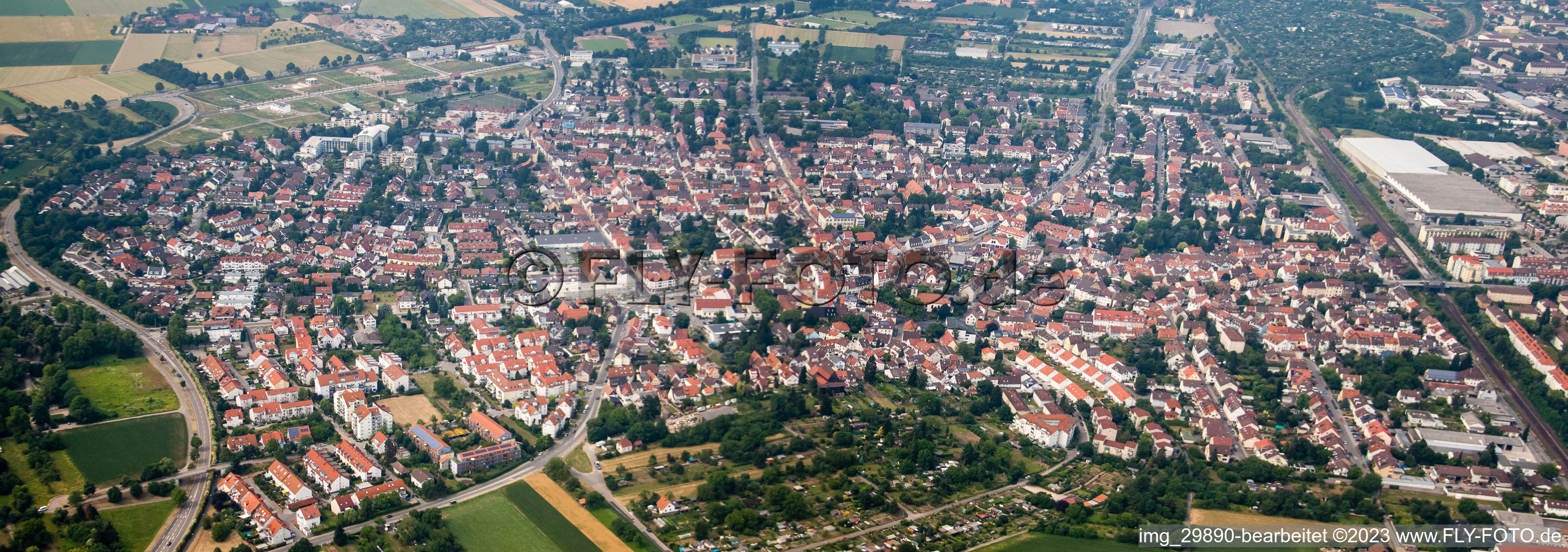 Aerial view of District Kirchheim in Heidelberg in the state Baden-Wuerttemberg, Germany