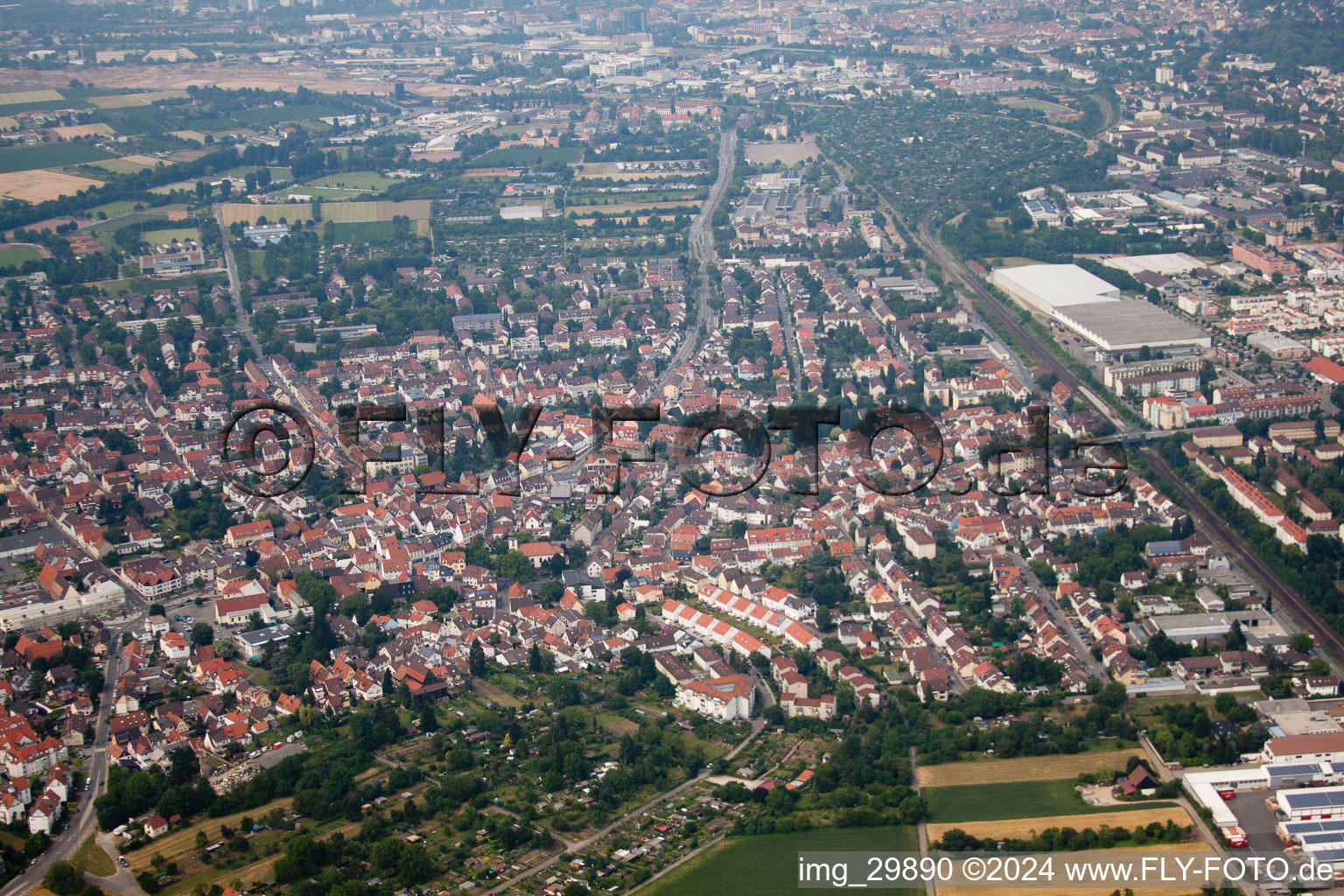 Aerial photograpy of District Kirchheim in Heidelberg in the state Baden-Wuerttemberg, Germany