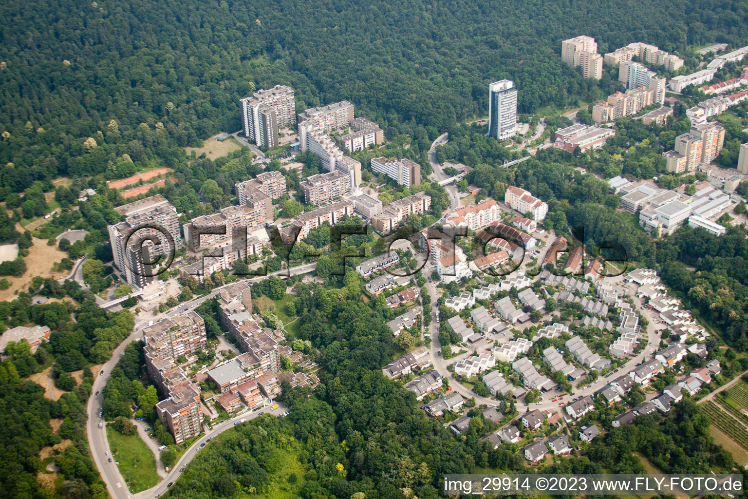 Drone image of HD-Emmertsgrund in the district Emmertsgrund in Heidelberg in the state Baden-Wuerttemberg, Germany