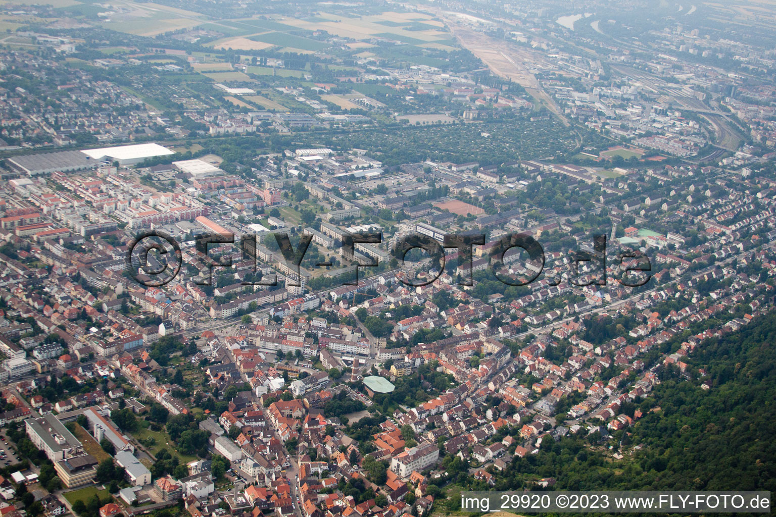 Drone recording of District Rohrbach in Heidelberg in the state Baden-Wuerttemberg, Germany