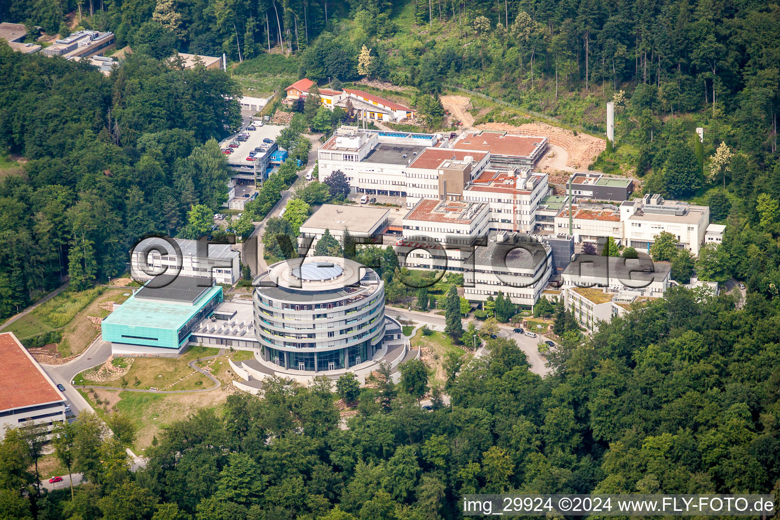 Aerial view of Research building and office complex of EMBL Heidelberg in the district Rohrbach-Bierhelderhof in Heidelberg in the state Baden-Wurttemberg, Germany