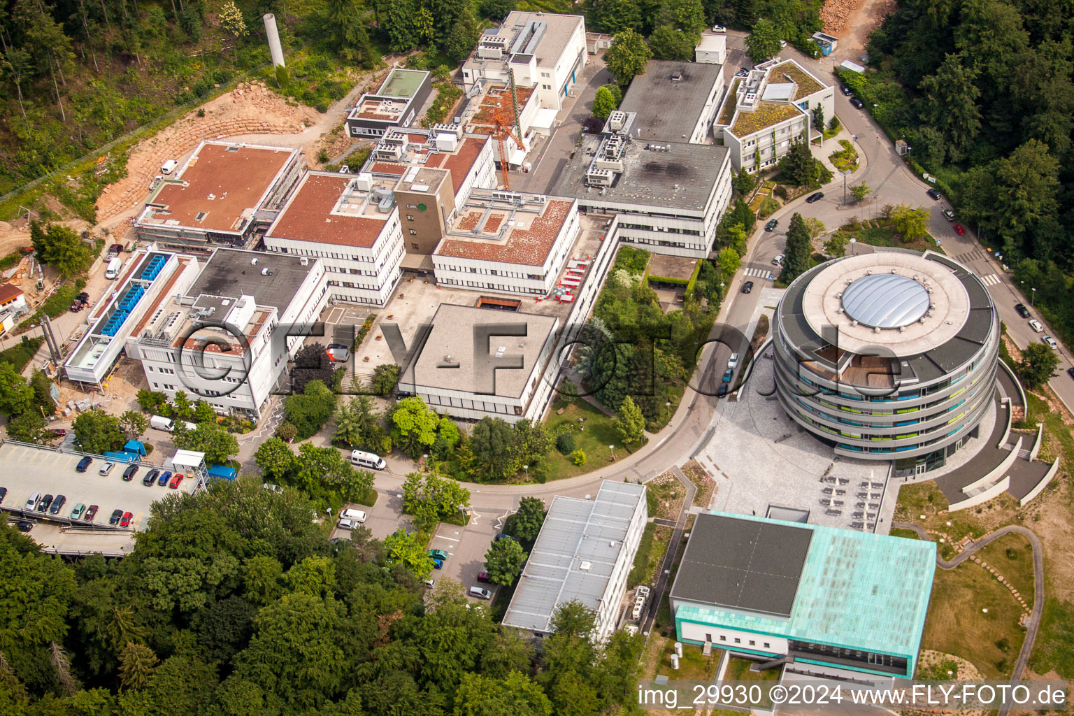 Aerial photograpy of Research building and office complex of EMBL Heidelberg in the district Rohrbach-Bierhelderhof in Heidelberg in the state Baden-Wurttemberg, Germany