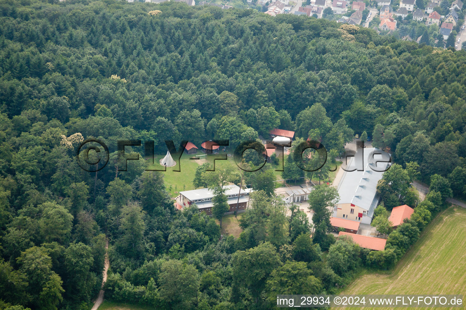 Aerial photograpy of Forest Pirate Camp in the district Rohrbach in Heidelberg in the state Baden-Wuerttemberg, Germany