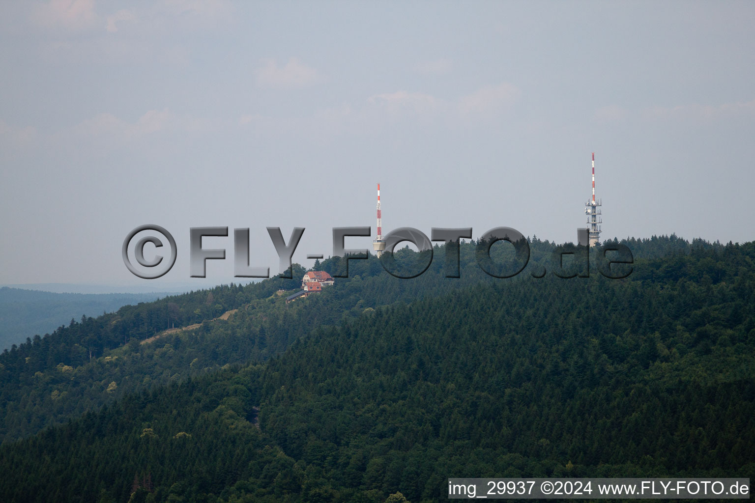 From the south in the district Königstuhl in Heidelberg in the state Baden-Wuerttemberg, Germany