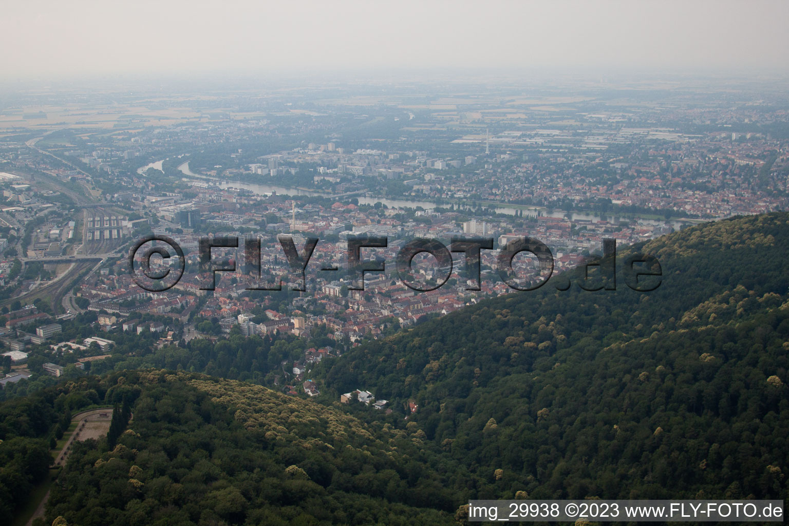 Oblique view of District Weststadt in Heidelberg in the state Baden-Wuerttemberg, Germany