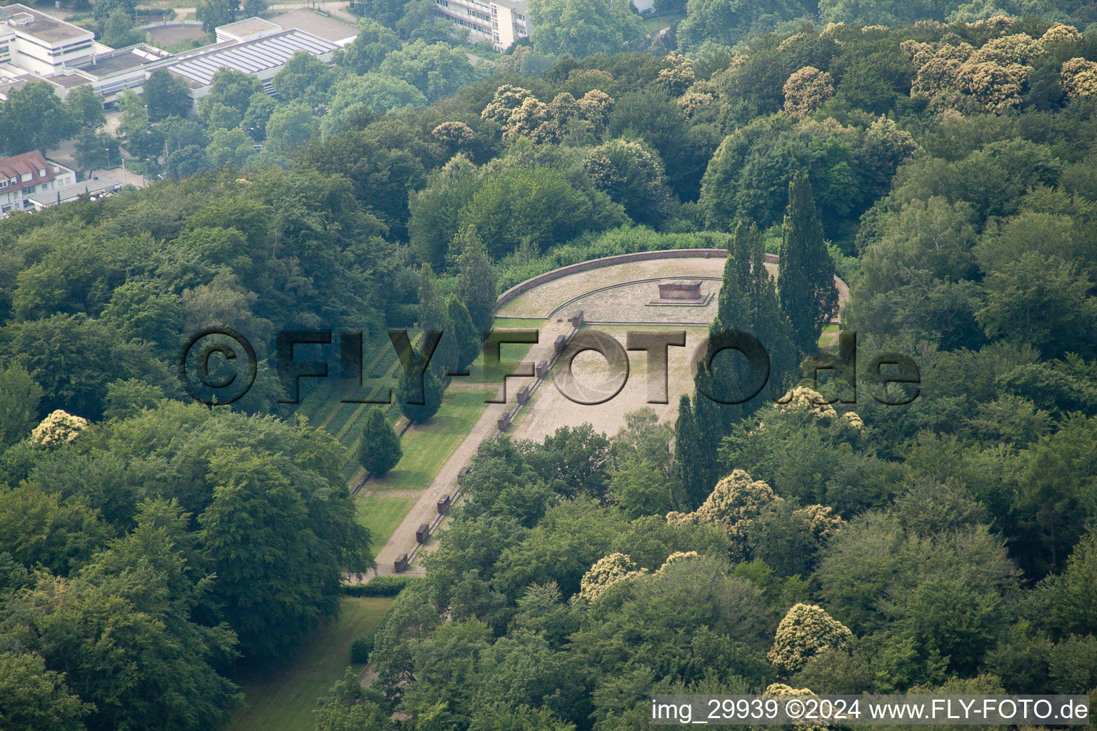 Aerial photograpy of Cemetery of Honor in the district Königstuhl in Heidelberg in the state Baden-Wuerttemberg, Germany