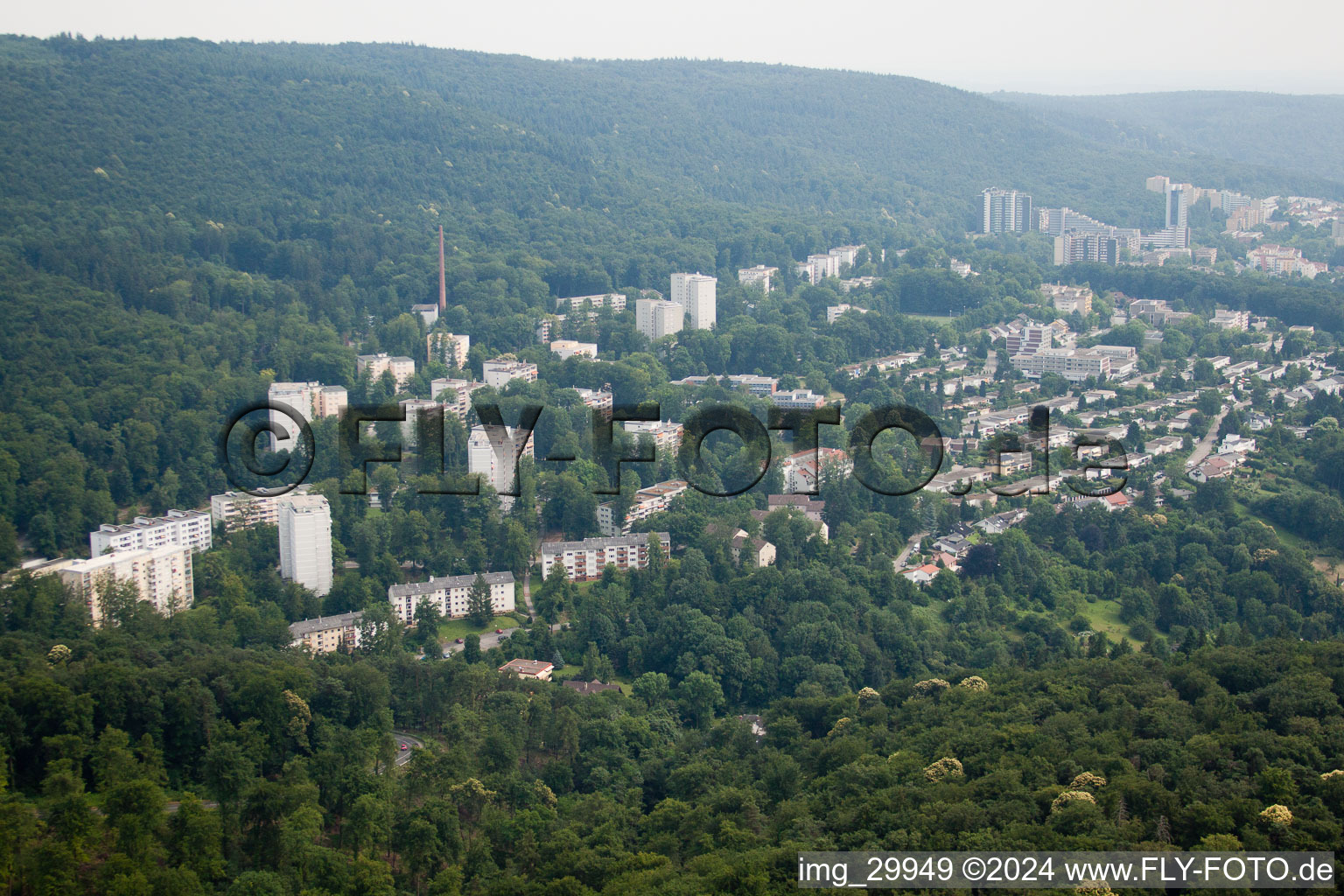 Aerial view of HD-Boxberg from north in the district Boxberg in Heidelberg in the state Baden-Wuerttemberg, Germany