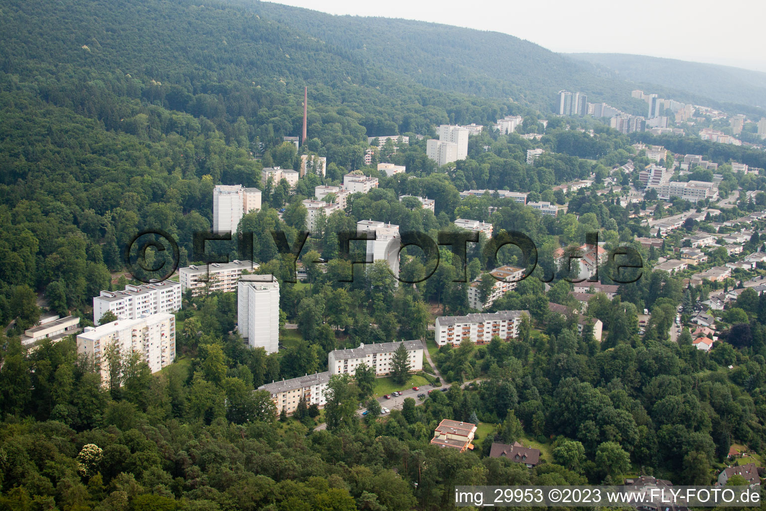 Aerial photograpy of HD-Boxberg from the north in the district Boxberg in Heidelberg in the state Baden-Wuerttemberg, Germany