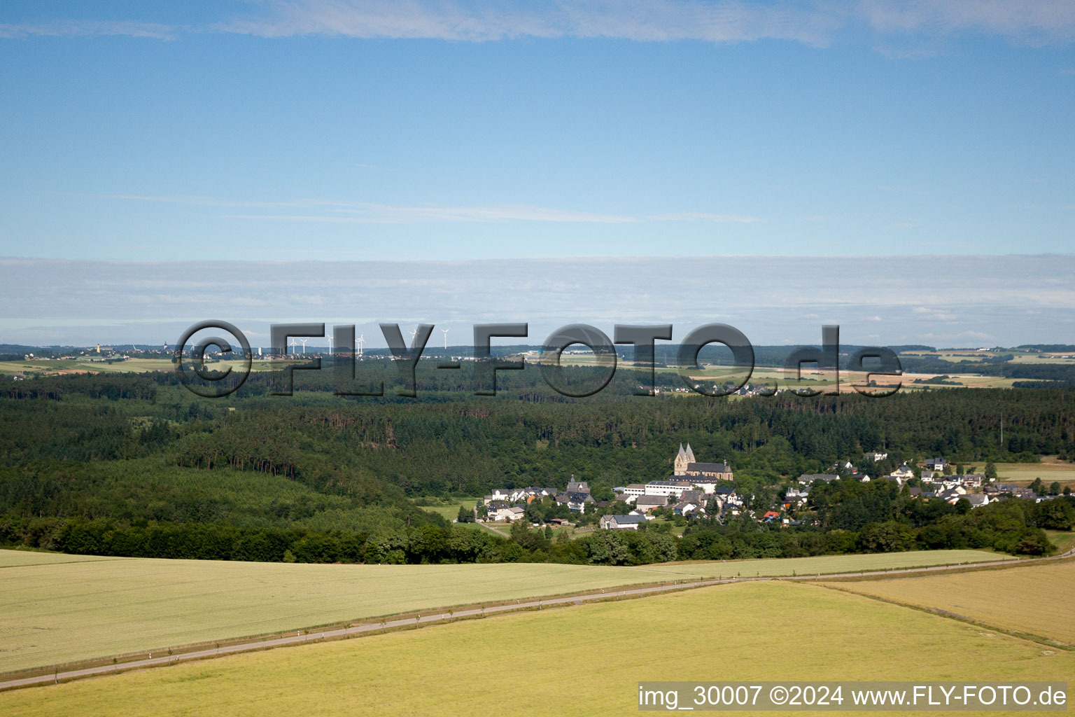 Aerial view of Ravengiersburg in the state Rhineland-Palatinate, Germany