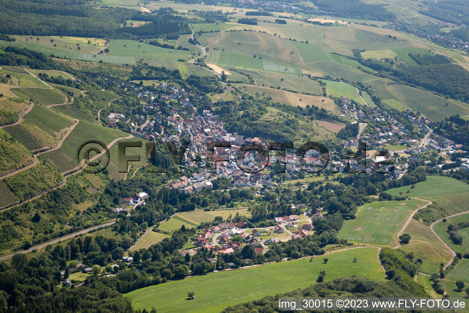 Aerial view of Bockenau in the state Rhineland-Palatinate, Germany