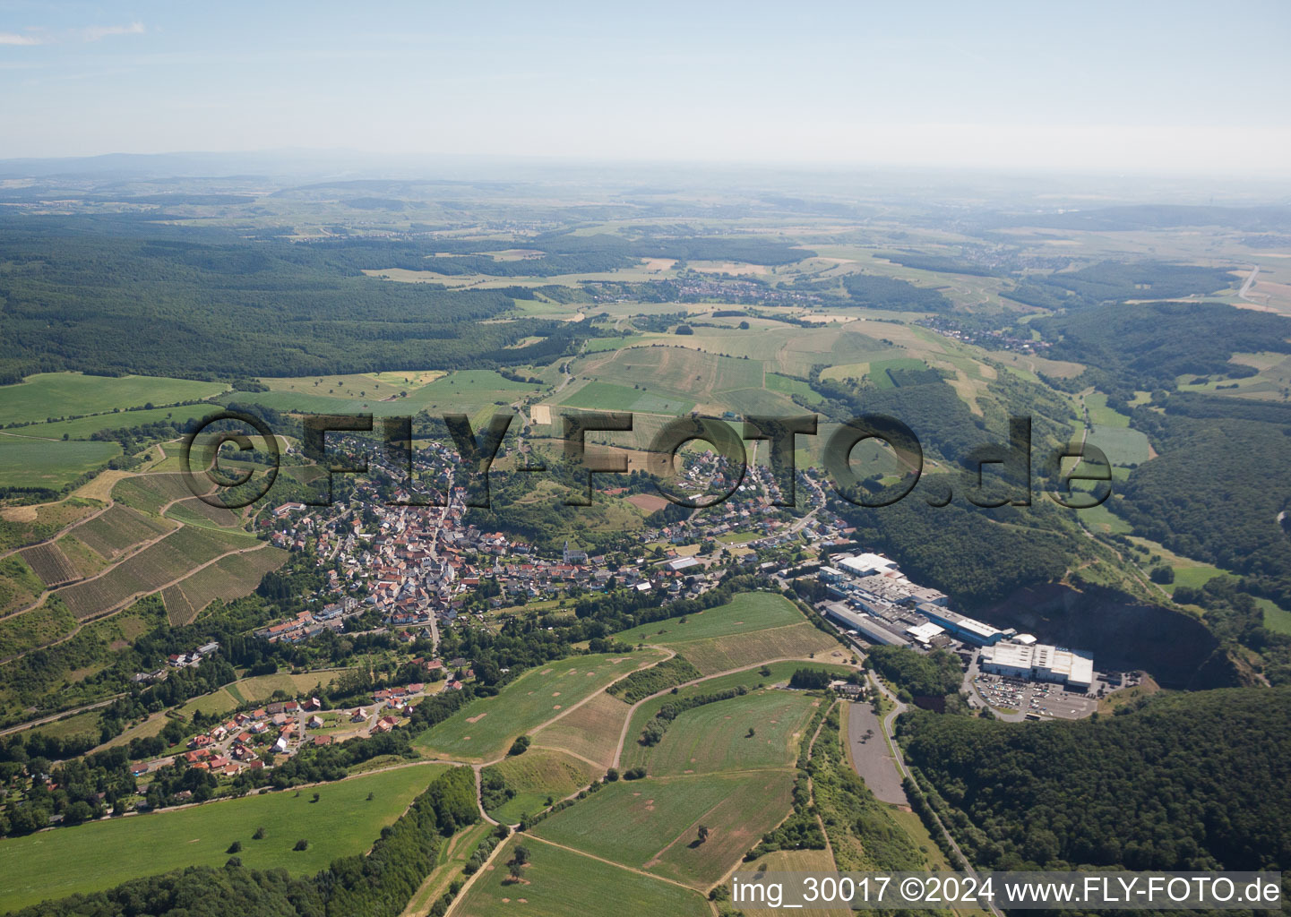 Oblique view of Bockenau in the state Rhineland-Palatinate, Germany