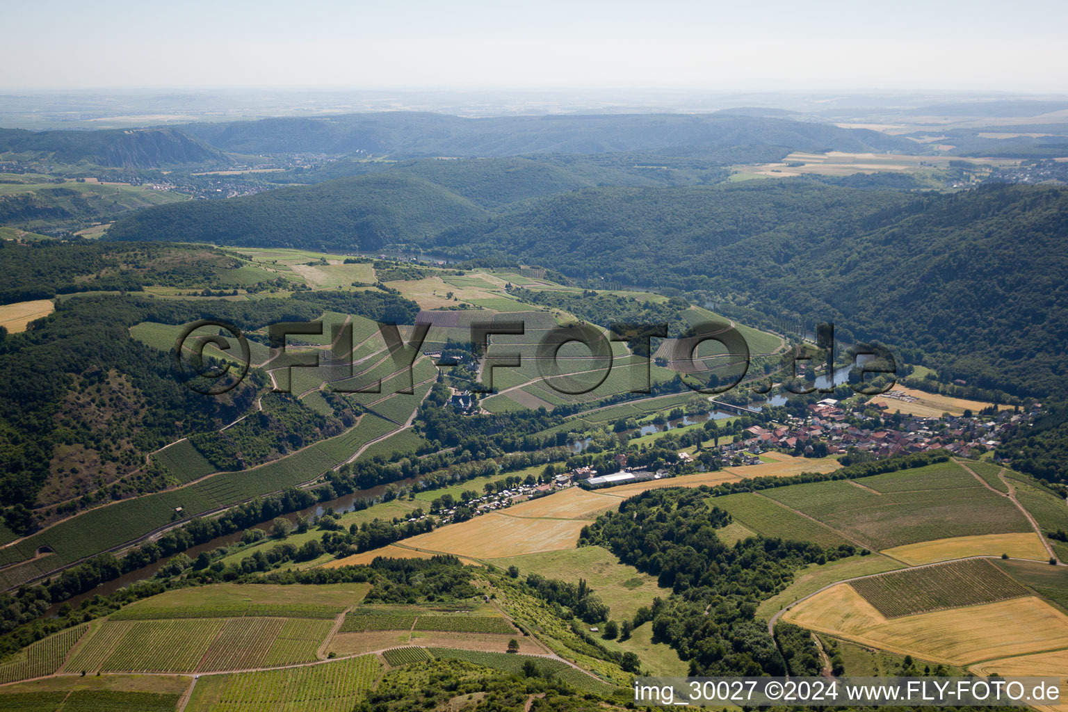 Oblique view of Oberhausen an der Nahe in the state Rhineland-Palatinate, Germany