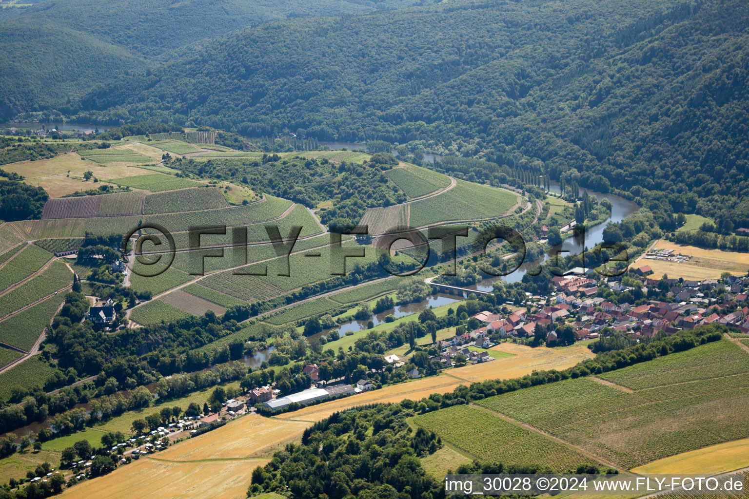 Oberhausen an der Nahe in the state Rhineland-Palatinate, Germany from above