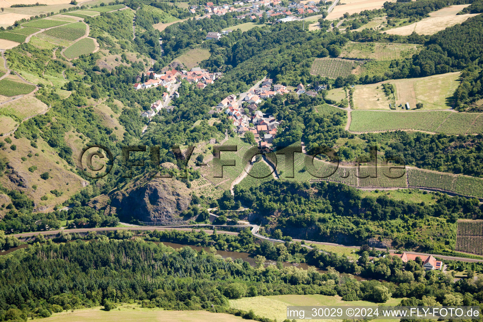 Aerial photograpy of Schloßböckelheim in the state Rhineland-Palatinate, Germany